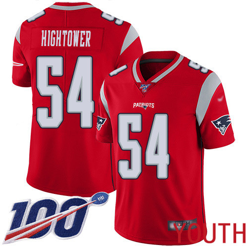 New England Patriots Football 54 100th Season Limited Red Youth Dont a Hightower NFL Jersey